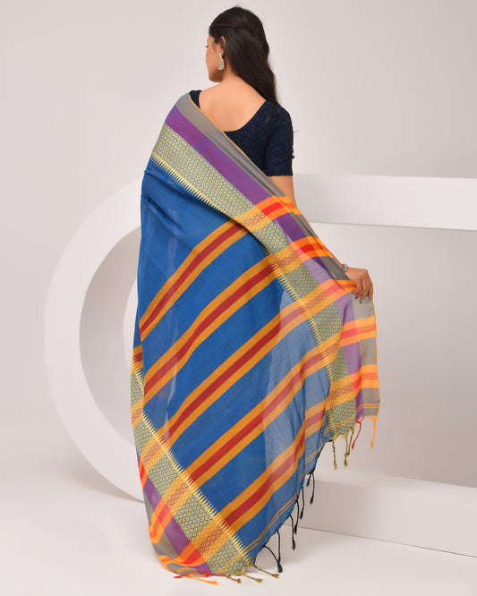 Indranil Classic handloom Saree in Royal Blue | Festive Grace