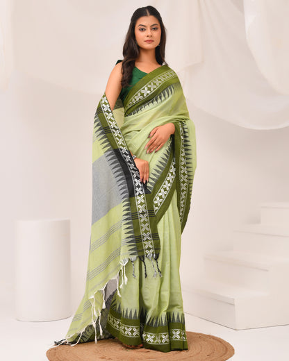 Shaibali Cotton Handloom Saree in Green tone