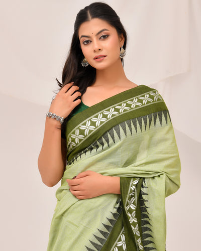 Shaibali Cotton Handloom Saree in Green tone