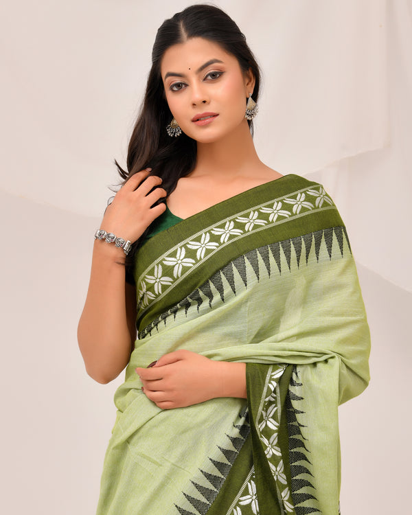 Shaibali Cotton Handloom Saree in Green tone