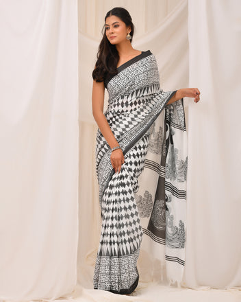 Chhaya Hand-Painted Cotton Saree | Timeless Textures