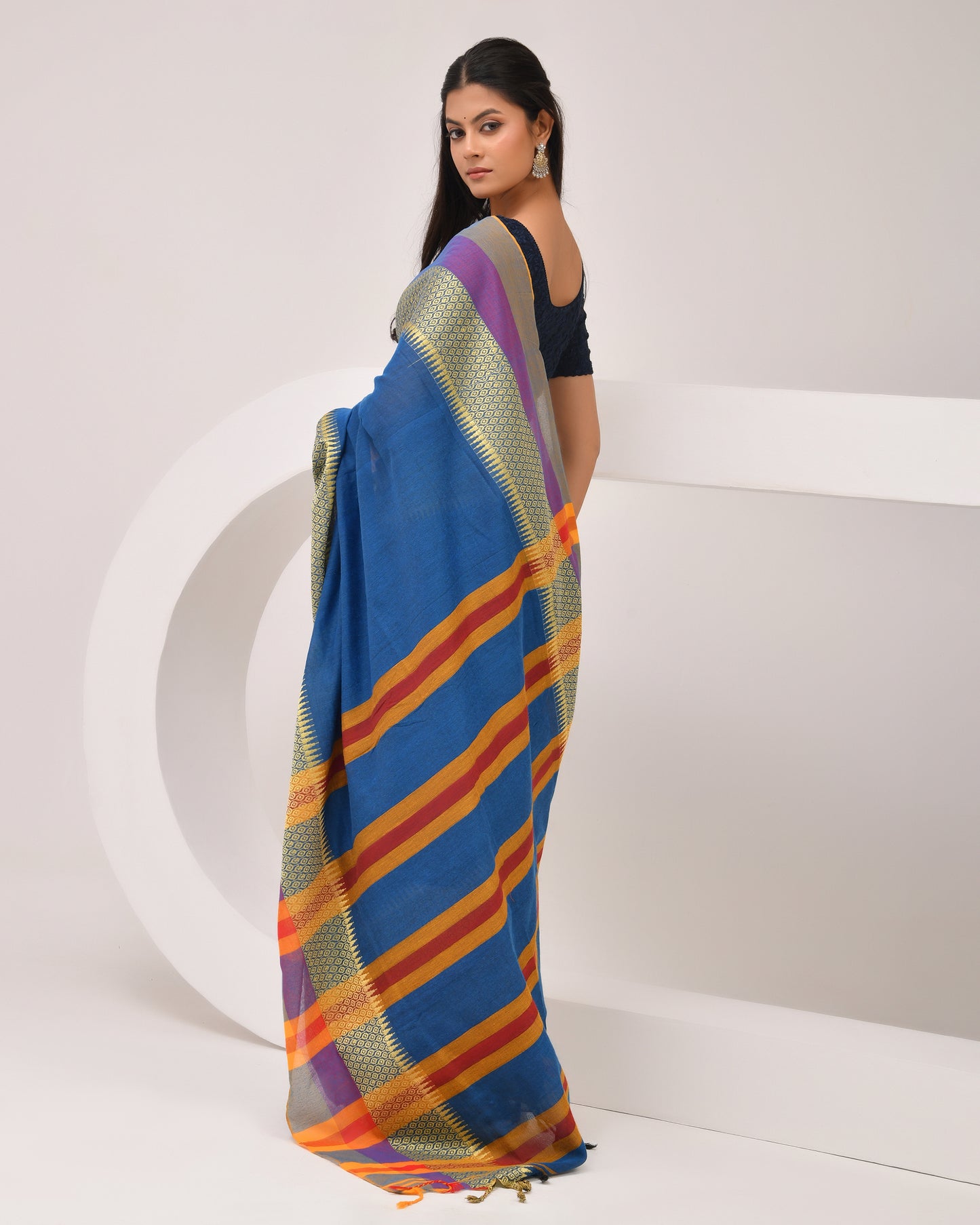 Indranil Classic handloom Saree in Royal Blue | Festive Grace