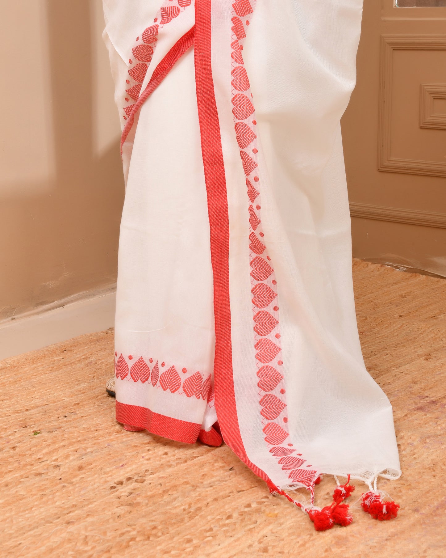 Heart Embroidery Cotton Handwoven Saree | Festive Season